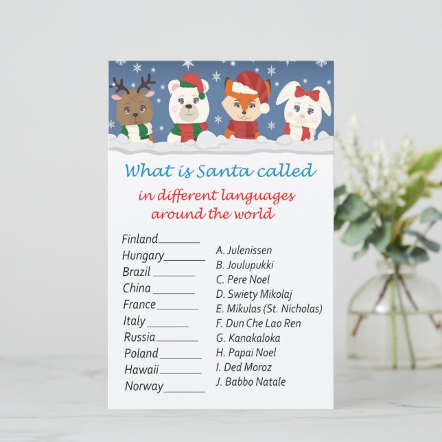 Weihnachten der Wintertiere rund um das Weltspiel (Stehend Vorderseite)