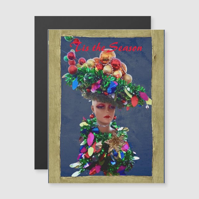 Weihnachten Derby Hat farbenfrohe Balls Magnetkart Magnetkarte (Vorne/Hinten)