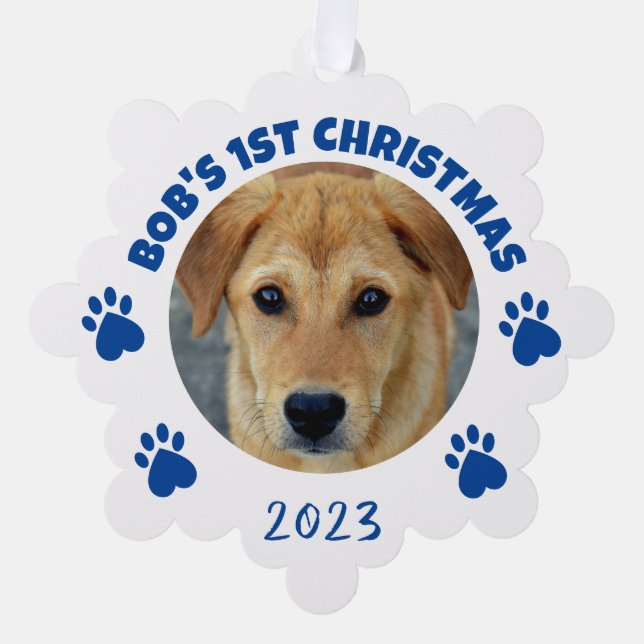Weihnachten des angepassten Hundes Ornament Karte (Vorderseite)