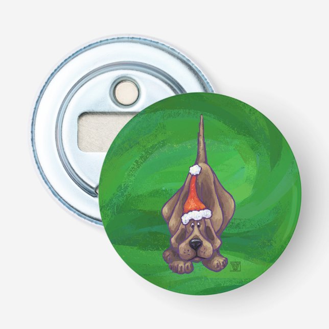 Weihnachten des Hundes auf Grün Flaschenöffner (Vorderseite)