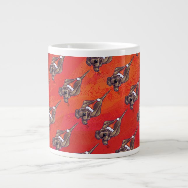 Weihnachten des Hundes auf Rot Jumbo-Tasse (Vorderseite)