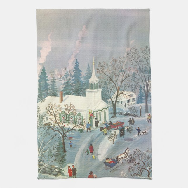 Weihnachten des Jahrgangs, Menschen gehen in die K Handtuch (Vertikal)