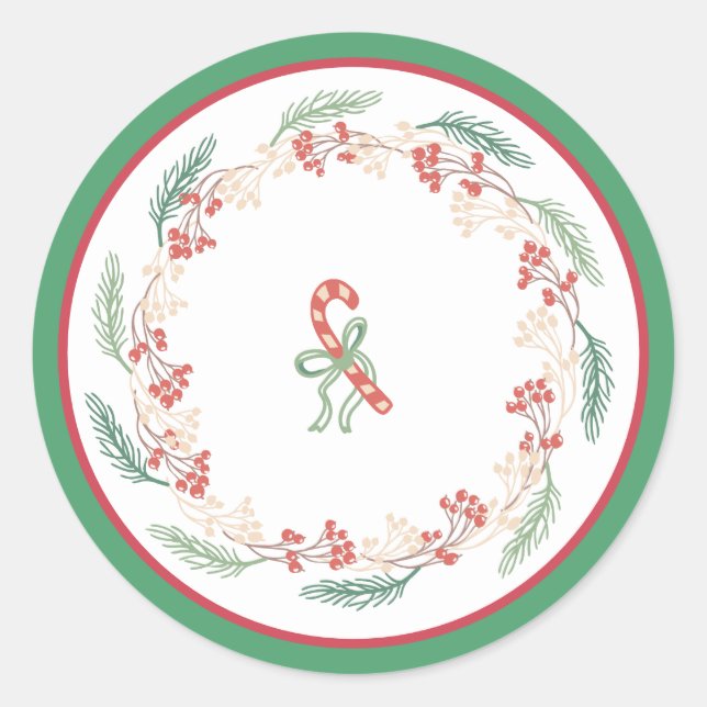 Weihnachten des Landes Unterschwellig Candy Cane 2 Runder Aufkleber (Vorderseite)