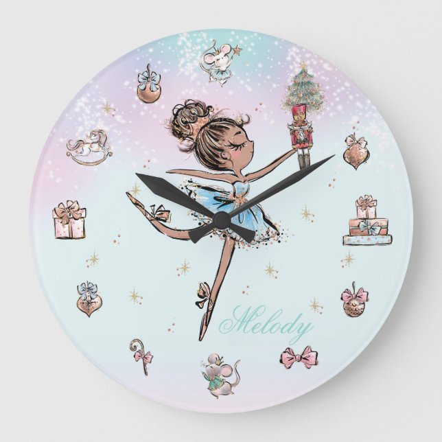 Weihnachten des Nutcracker Dark Skin Dance Ballet Große Wanduhr (Vorderseite)