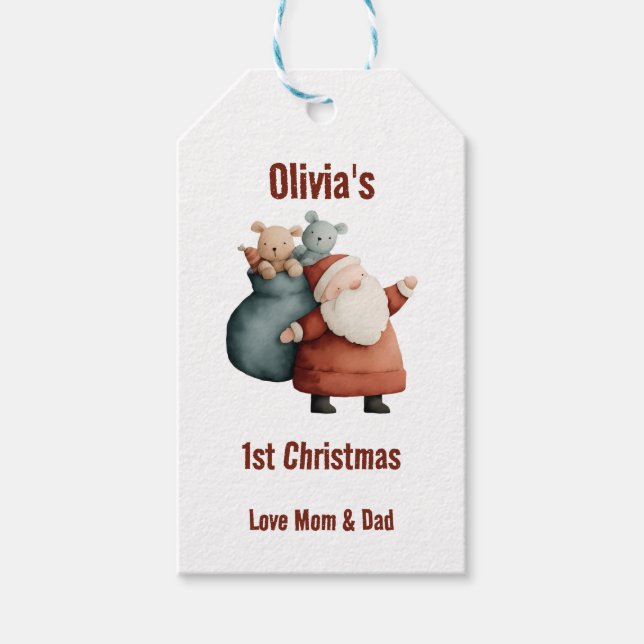 Weihnachten des personalisierten Babys Geschenkanhänger (Vorderseite)