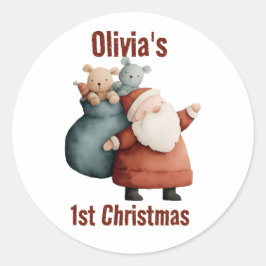 Weihnachten des personalisierten Babys Runder Aufkleber
