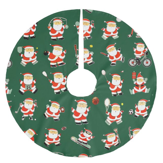 Weihnachten des Sportfans Polyester Weihnachtsbaumdecke (Vorderseite)