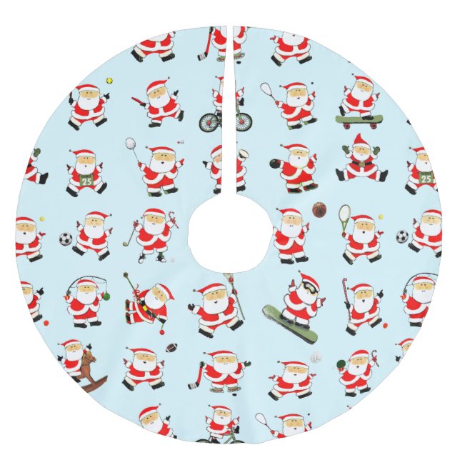 Weihnachten des Sportfans Polyester Weihnachtsbaumdecke (Vorderseite)