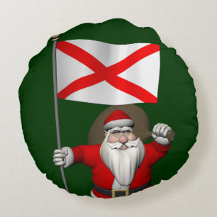 Weihnachten des Vaters mit der Fahne von Alabama Rundes Kissen