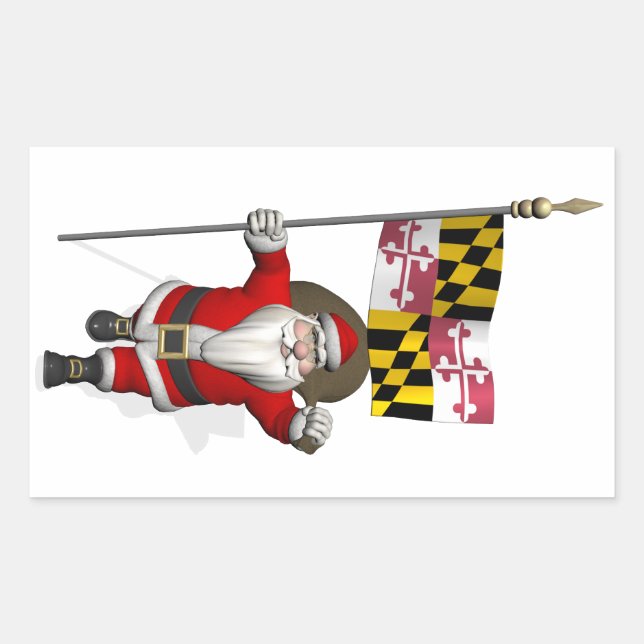 Weihnachten des Vaters mit der Flagge von Maryland Rechteckiger Aufkleber (Vorderseite)