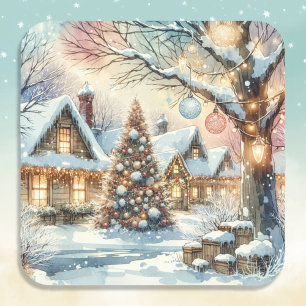 Weihnachten des Weißen Volkes Quadratischer Aufkleber