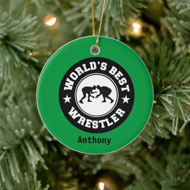 Weihnachten des weltbesten Ringers-Wrestlings Keramik Ornament (Baum)