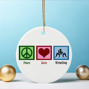 Weihnachten des Wrestling-Teams 'Peace Love' Keramik Ornament