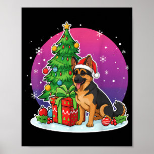 Weihnachten Deutscher Schäferhund Santa Hut Xmas M Poster