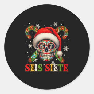 Weihnachten Dia De Los Muertos Zucker-Schädel Seis Runder Aufkleber