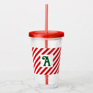 Weihnachten Diagonal Rot und Weiße Streifen Erstma Acryltrinkbecher