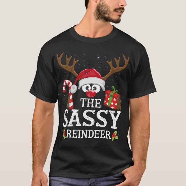 Weihnachten, die der Familie Sassy Rentier passt T-Shirt (Vorderseite)