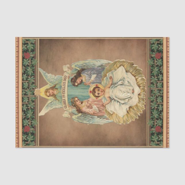 Weihnachten Die Geburt Christi und Engel Seidenpapier (Vorderseite)