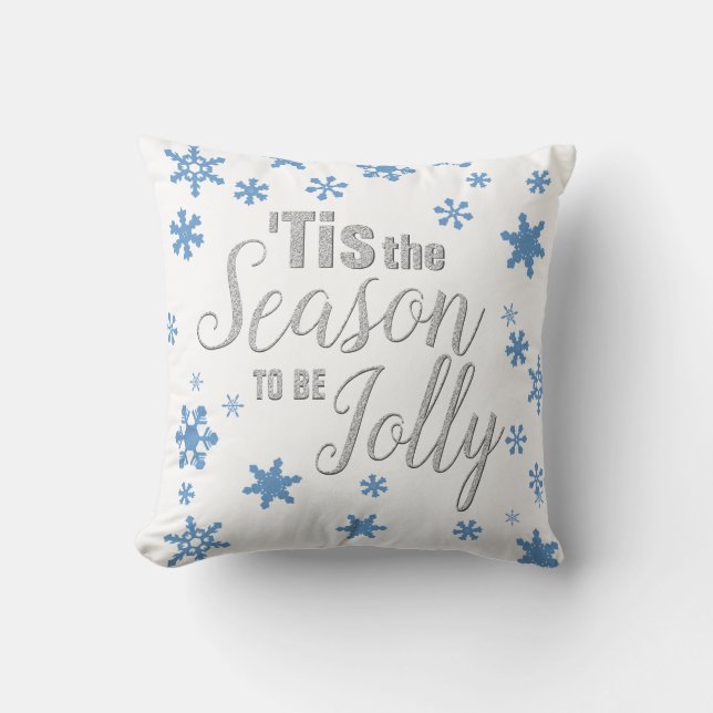 Weihnachten Die Jahreszeit Snowflake Blue Silver Kissen (Vorderseite)