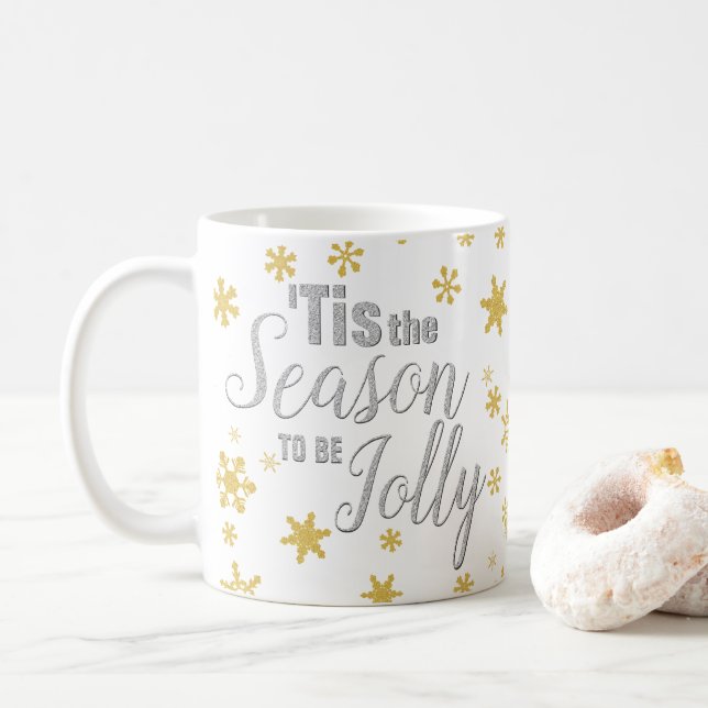 Weihnachten Die Jahreszeit Snowflake Silver Gold Kaffeetasse (Mit Donut)