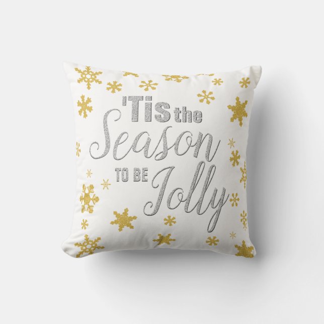 Weihnachten Die Jahreszeit Snowflake Silver Gold Kissen (Vorderseite)