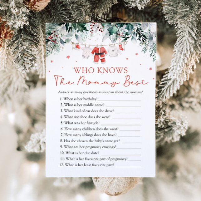 Weihnachten, die Mommy Best Baby Shower Game kenne Einladung (Von Creator hochgeladen)