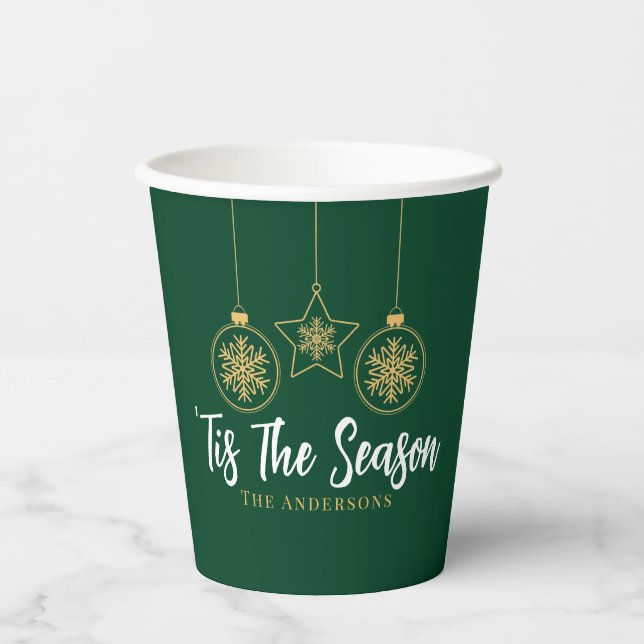 Weihnachten 'Dies ist die Jahreszeit Grün Gold, We Pappbecher (Vorderseite)