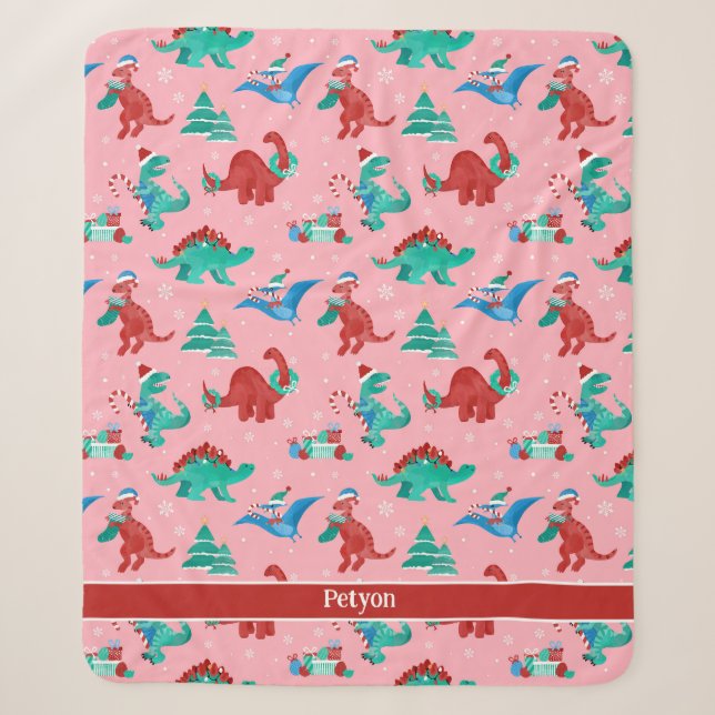 Weihnachten Dinosaurier Kinder Spaß Urlaub Persona Sherpadecke (Vorderseite)
