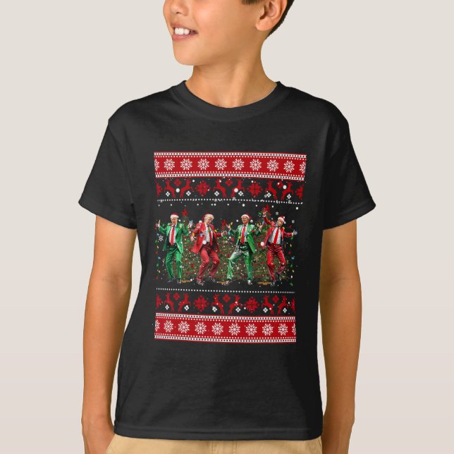 Weihnachten Donald Trump Präsident 2024 Tanzfunn T-Shirt (Vorderseite)