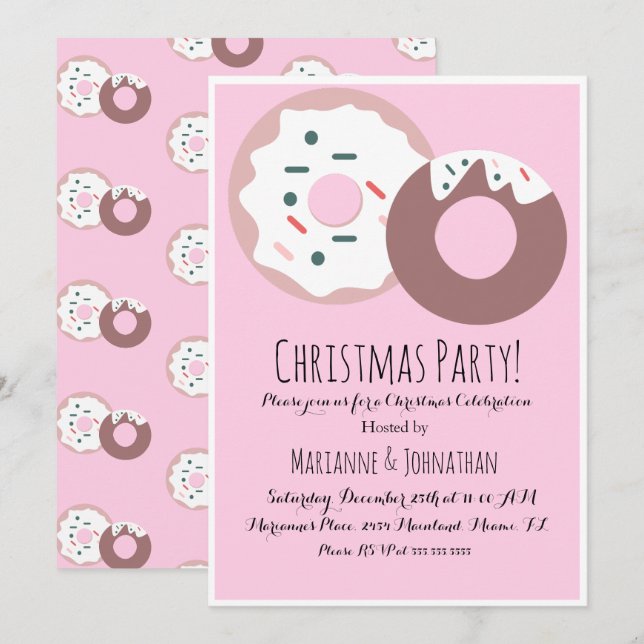 Weihnachten Donut Sprinkles Weihnachtsthema Einladung (Vorne/Hinten)