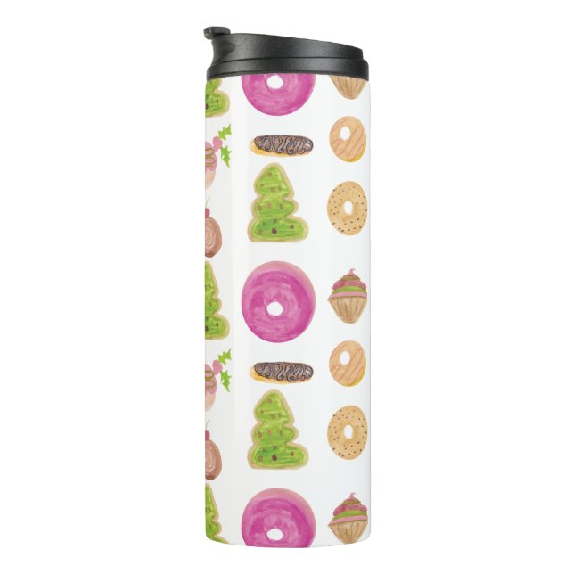 Weihnachten Donuts Cupcakes Kekse Backwaren Backwa Thermosbecher (Nach rechts gedreht)