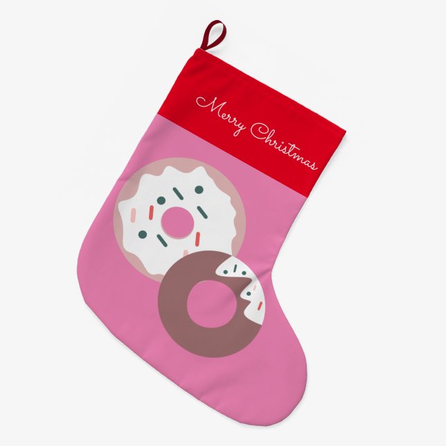 Weihnachten Donuts Sprinkles Bäckerei Frohe Weihna Großer Weihnachtsstrumpf (Vorderansicht (hängend))