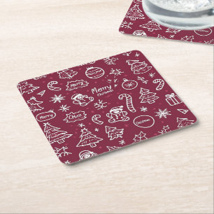 Weihnachten Doodles Lila Frohe Weihnachten Rechteckiger Pappuntersetzer