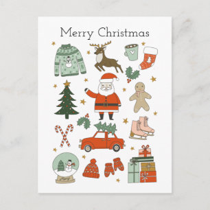 Weihnachten Doodles niedlicher Urlaub Postkarte