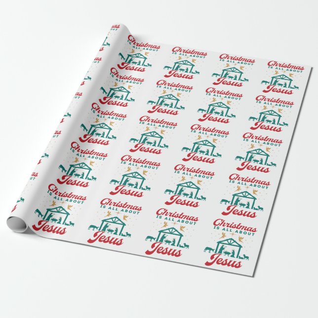Weihnachten dreht sich alles um Jesus Krippe Geschenkpapier (Ungerollt)