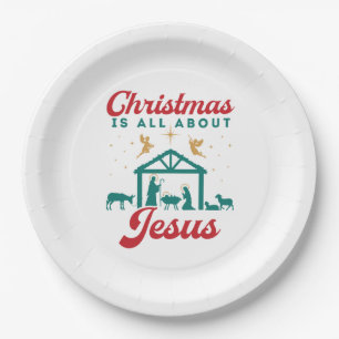 Weihnachten dreht sich alles um Jesus Krippe Pappteller