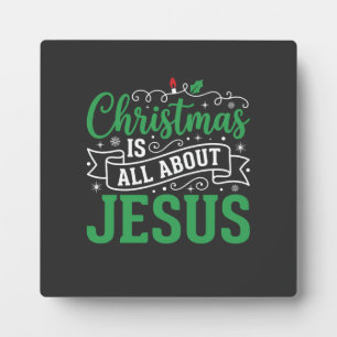 Weihnachten dreht sich um Jesus-Typografie Fotoplatte