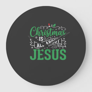 Weihnachten dreht sich um Jesus-Typografie Große Wanduhr