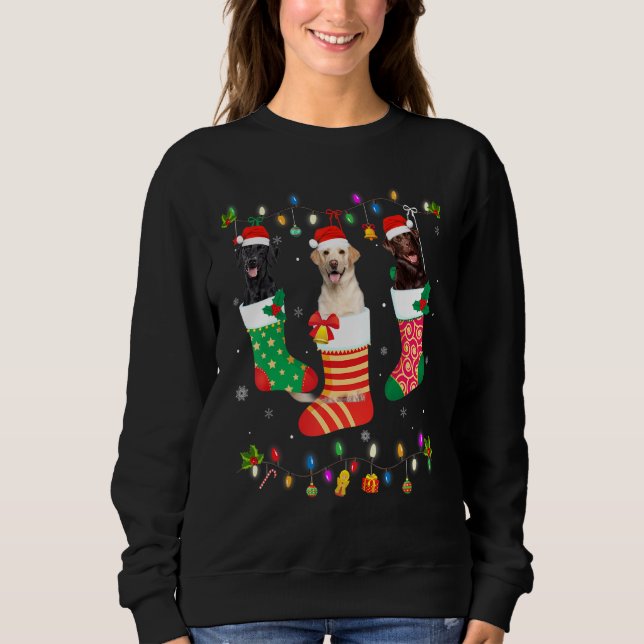 Weihnachten drei Labrador Retriever Hund in Christ Sweatshirt (Vorderseite)