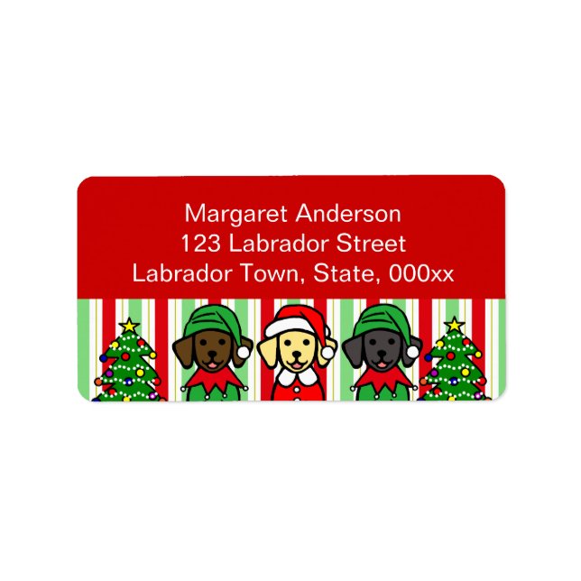 Weihnachten Drei Labrador Welpen in Kostümen Adressaufkleber (Vorne)
