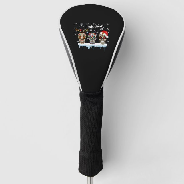 Weihnachten drei mexikanische Blume Zucker Schädel Golf Headcover (Vorderseite)