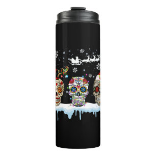 Weihnachten drei mexikanische Blume Zucker Schädel Thermosbecher