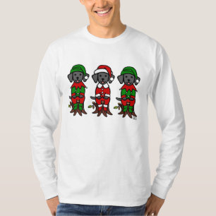 Weihnachten drei schwarze Labrador-Welpen T-Shirt