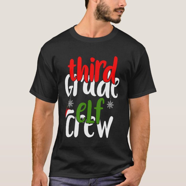 Weihnachten Dritter Grad Elf Crew Matching Geschen T-Shirt (Vorderseite)
