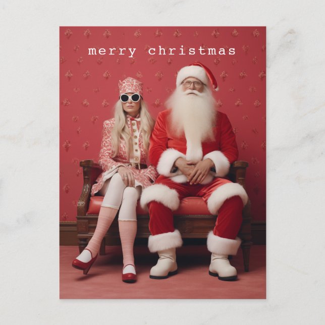 Weihnachten Duo: Weihnachtsmann und Frau Claus Postkarte (Vorderseite)