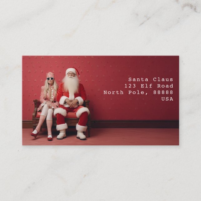 Weihnachten Duo: Weihnachtsmann und Frau Claus Visitenkarte (Vorderseite)