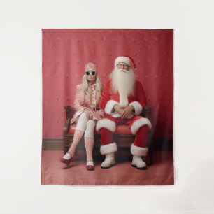 Weihnachten Duo: Weihnachtsmann und Frau Claus Wandteppich