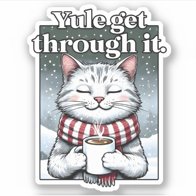 "Weihnachten durchkommt es." Katzengetränk heißer  Aufkleber (Vorderseite)