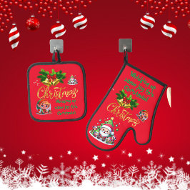 Weihnachten ein bisschen Freude wecken | Ofenhandschuh & Topflappen-Set