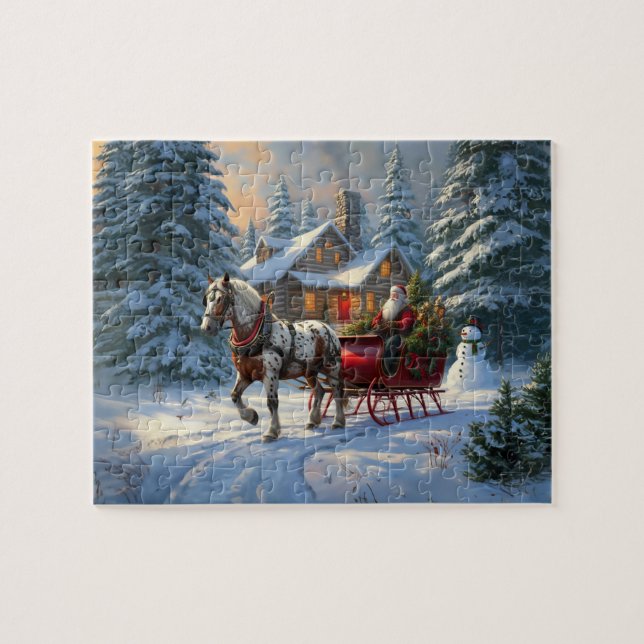 Weihnachten Ein Pferd Sleigh Santa (Horizontal)